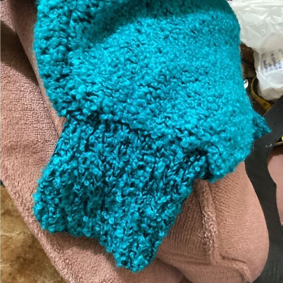 Vicki Wayne Teal Nubby Knit Open Front Cardigan PL - Picture 7 of 8